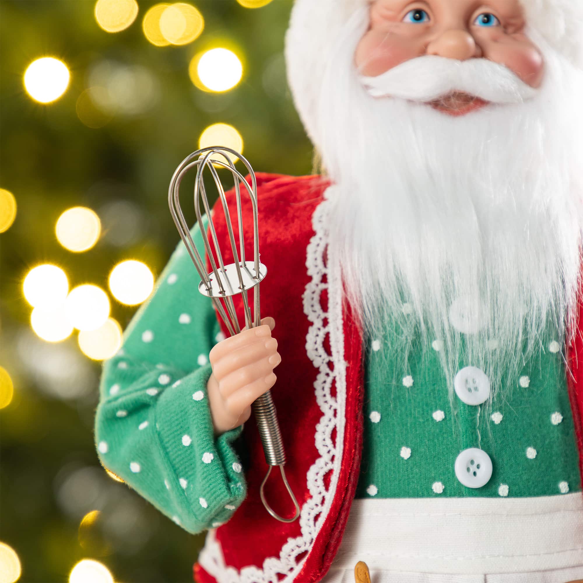 Glitzhome® 18"H Faux Fur Christmas Chef Santa Figurine